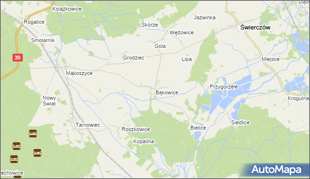 mapa Bąkowice, Bąkowice na mapie Targeo