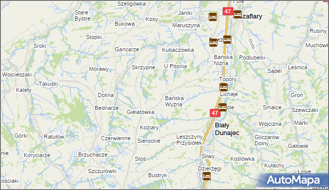 mapa Bańska Wyżna, Bańska Wyżna na mapie Targeo