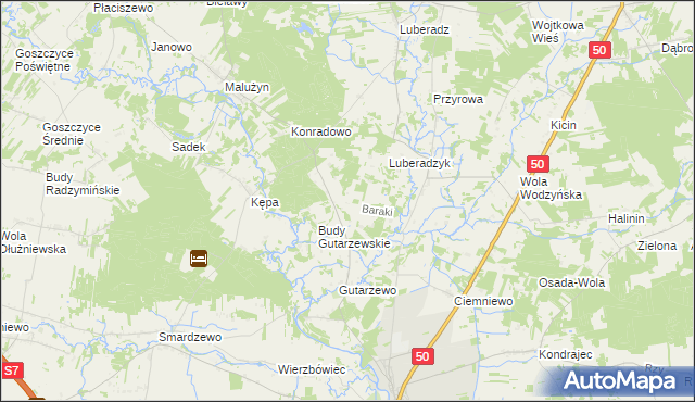 mapa Baraki gmina Sochocin, Baraki gmina Sochocin na mapie Targeo