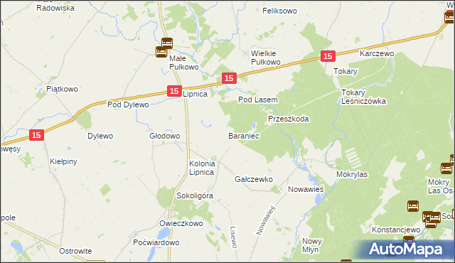 mapa Baraniec gmina Golub-Dobrzyń, Baraniec gmina Golub-Dobrzyń na mapie Targeo