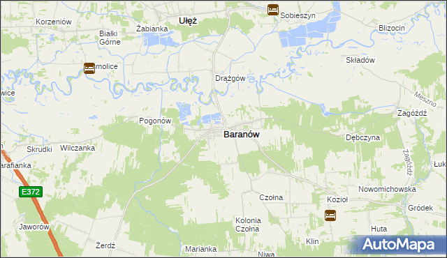 mapa Baranów powiat puławski, Baranów powiat puławski na mapie Targeo