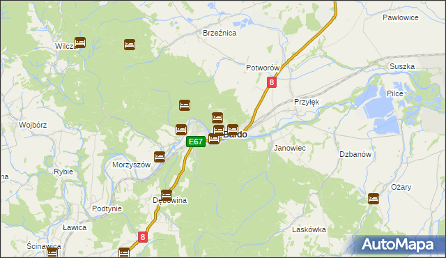 mapa Bardo powiat ząbkowicki, Bardo powiat ząbkowicki na mapie Targeo