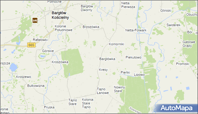 mapa Bargłówka gmina Bargłów Kościelny, Bargłówka gmina Bargłów Kościelny na mapie Targeo