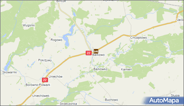 mapa Barkowo gmina Człuchów, Barkowo gmina Człuchów na mapie Targeo