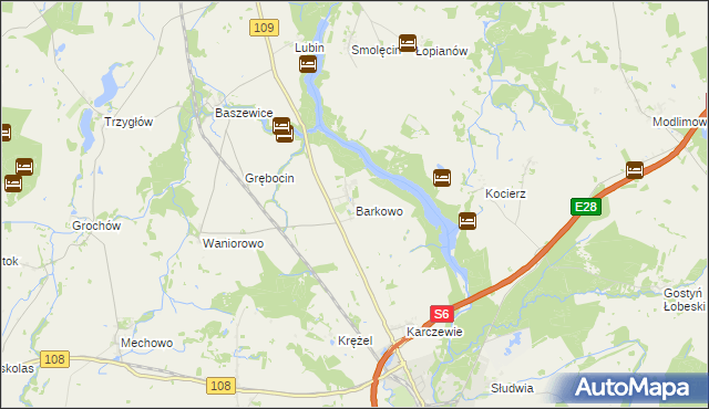 mapa Barkowo gmina Gryfice, Barkowo gmina Gryfice na mapie Targeo