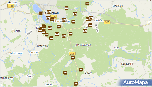 mapa Barnisławice, Barnisławice na mapie Targeo