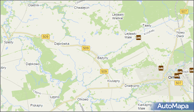 mapa Bażyny, Bażyny na mapie Targeo