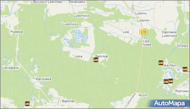 mapa Bębnikąt gmina Oborniki, Bębnikąt gmina Oborniki na mapie Targeo