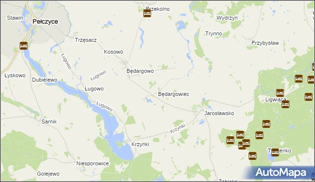 mapa Będargowiec, Będargowiec na mapie Targeo