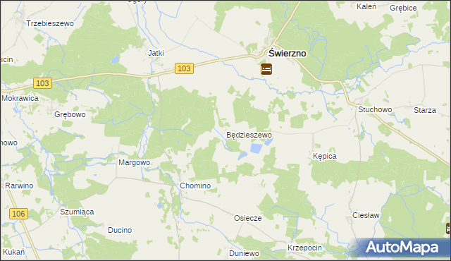 mapa Będzieszewo gmina Świerzno, Będzieszewo gmina Świerzno na mapie Targeo