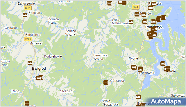 mapa Bereżnica Wyżna, Bereżnica Wyżna na mapie Targeo