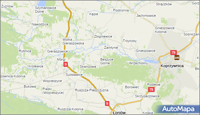 mapa Beszyce Górne, Beszyce Górne na mapie Targeo