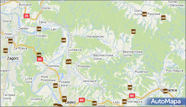 mapa Bezmiechowa Dolna, Bezmiechowa Dolna na mapie Targeo