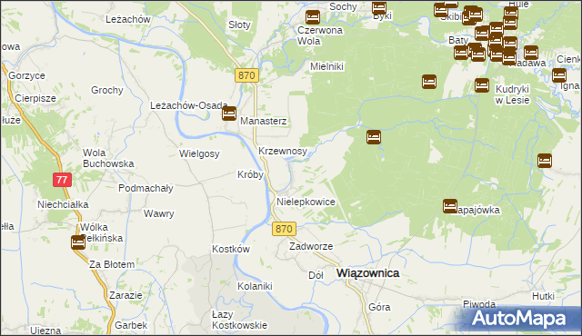 mapa Biała Góra gmina Wiązownica, Biała Góra gmina Wiązownica na mapie Targeo