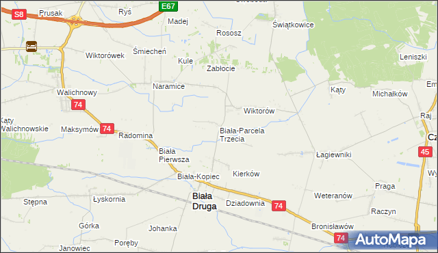 mapa Biała-Parcela Trzecia, Biała-Parcela Trzecia na mapie Targeo