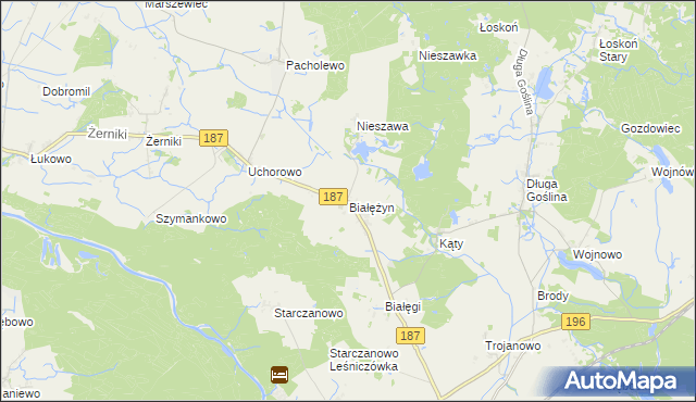 mapa Białężyn gmina Murowana Goślina, Białężyn gmina Murowana Goślina na mapie Targeo