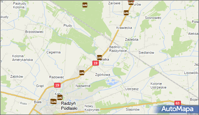 mapa Białka gmina Radzyń Podlaski, Białka gmina Radzyń Podlaski na mapie Targeo