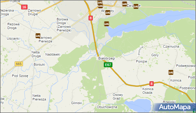 mapa Białobrzegi gmina Augustów, Białobrzegi gmina Augustów na mapie Targeo