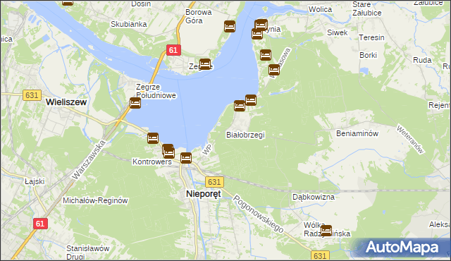 mapa Białobrzegi gmina Nieporęt, Białobrzegi gmina Nieporęt na mapie Targeo