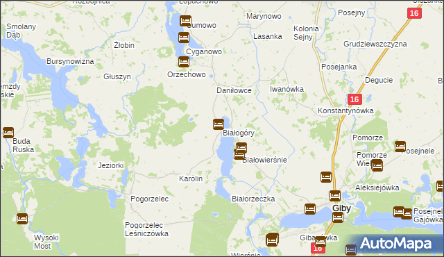 mapa Białogóry, Białogóry na mapie Targeo