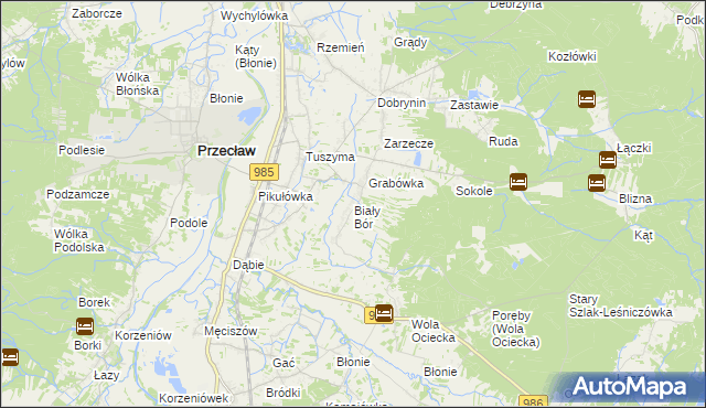 mapa Biały Bór gmina Przecław, Biały Bór gmina Przecław na mapie Targeo