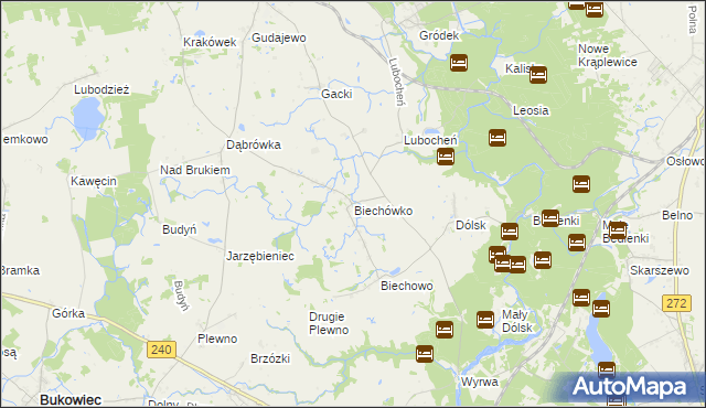 mapa Biechówko gmina Drzycim, Biechówko gmina Drzycim na mapie Targeo