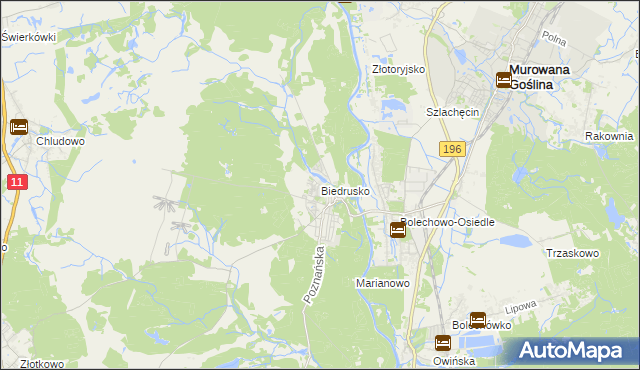 mapa Biedrusko, Biedrusko na mapie Targeo