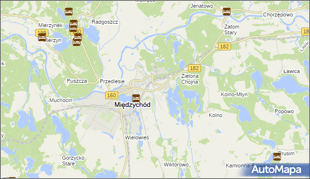 mapa Bielsko gmina Międzychód, Bielsko gmina Międzychód na mapie Targeo