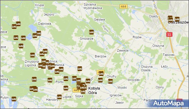 mapa Bierzów gmina Kobyla Góra, Bierzów gmina Kobyla Góra na mapie Targeo