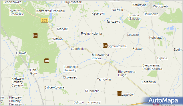 mapa Bierzwienna Krótka, Bierzwienna Krótka na mapie Targeo