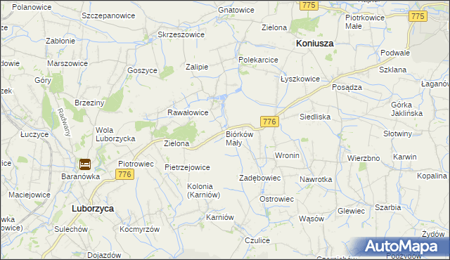 mapa Biórków Mały, Biórków Mały na mapie Targeo