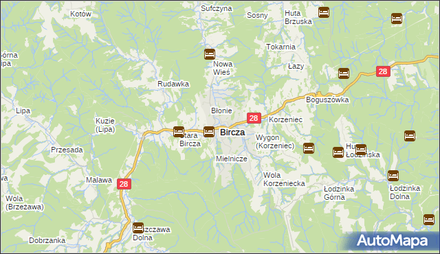 mapa Bircza, Bircza na mapie Targeo