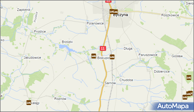 mapa Biskupice gmina Byczyna, Biskupice gmina Byczyna na mapie Targeo