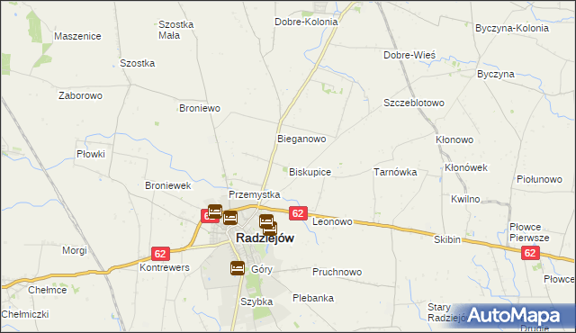 mapa Biskupice gmina Radziejów, Biskupice gmina Radziejów na mapie Targeo