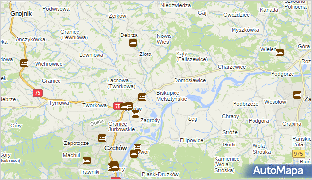 mapa Biskupice Melsztyńskie, Biskupice Melsztyńskie na mapie Targeo