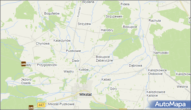 mapa Biskupice Zabaryczne, Biskupice Zabaryczne na mapie Targeo