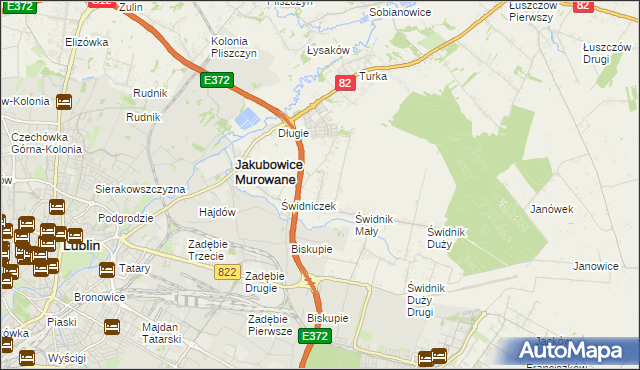 mapa Biskupie-Kolonia gmina Wólka, Biskupie-Kolonia gmina Wólka na mapie Targeo