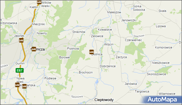 mapa Błotnica gmina Kondratowice, Błotnica gmina Kondratowice na mapie Targeo