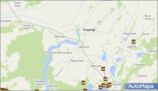 mapa Błotnica gmina Przemęt, Błotnica gmina Przemęt na mapie Targeo