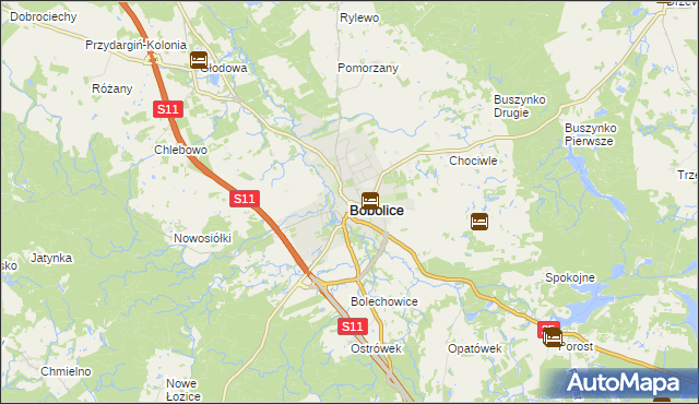 mapa Bobolice powiat koszaliński, Bobolice powiat koszaliński na mapie Targeo