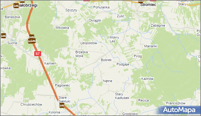 mapa Bobrek gmina Stromiec, Bobrek gmina Stromiec na mapie Targeo