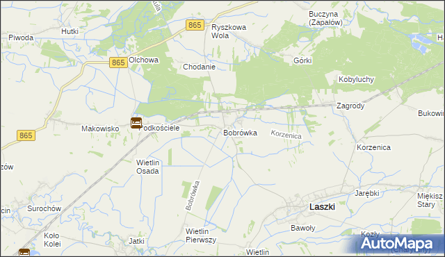 mapa Bobrówka gmina Laszki, Bobrówka gmina Laszki na mapie Targeo