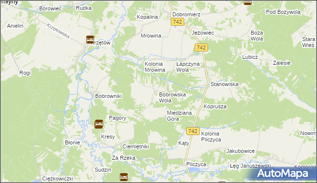 mapa Bobrowska Wola, Bobrowska Wola na mapie Targeo