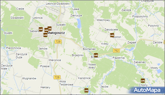 mapa Bocheniec gmina Małogoszcz, Bocheniec gmina Małogoszcz na mapie Targeo