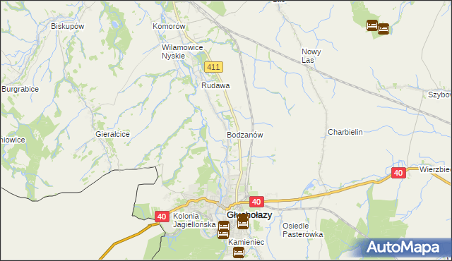 mapa Bodzanów gmina Głuchołazy, Bodzanów gmina Głuchołazy na mapie Targeo