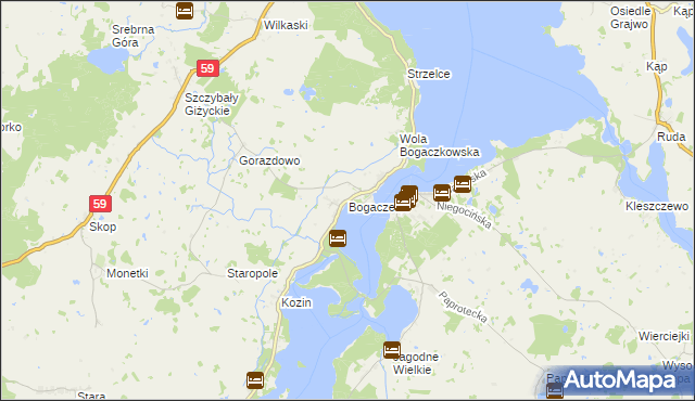 mapa Bogaczewo gmina Giżycko, Bogaczewo gmina Giżycko na mapie Targeo