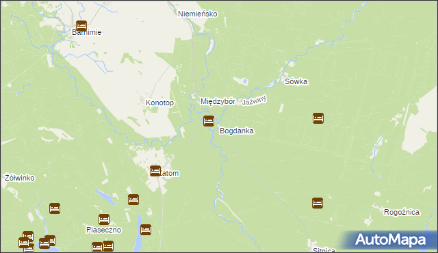 mapa Bogdanka gmina Drawno, Bogdanka gmina Drawno na mapie Targeo