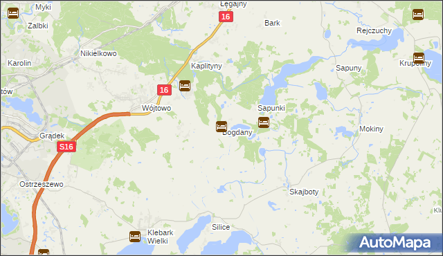 mapa Bogdany gmina Barczewo, Bogdany gmina Barczewo na mapie Targeo