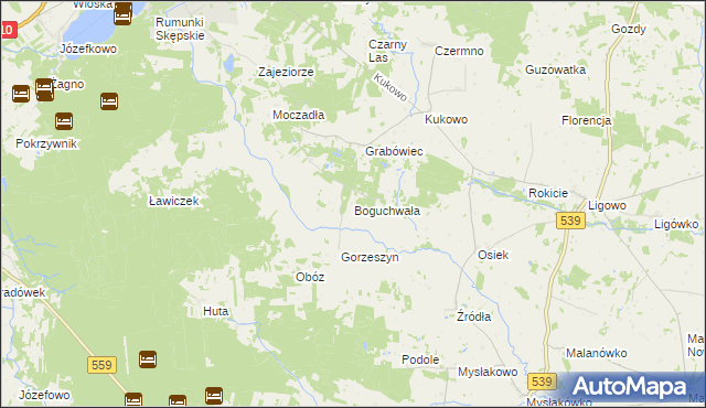 mapa Boguchwała gmina Skępe, Boguchwała gmina Skępe na mapie Targeo