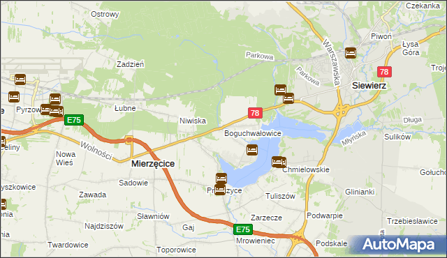 mapa Boguchwałowice, Boguchwałowice na mapie Targeo